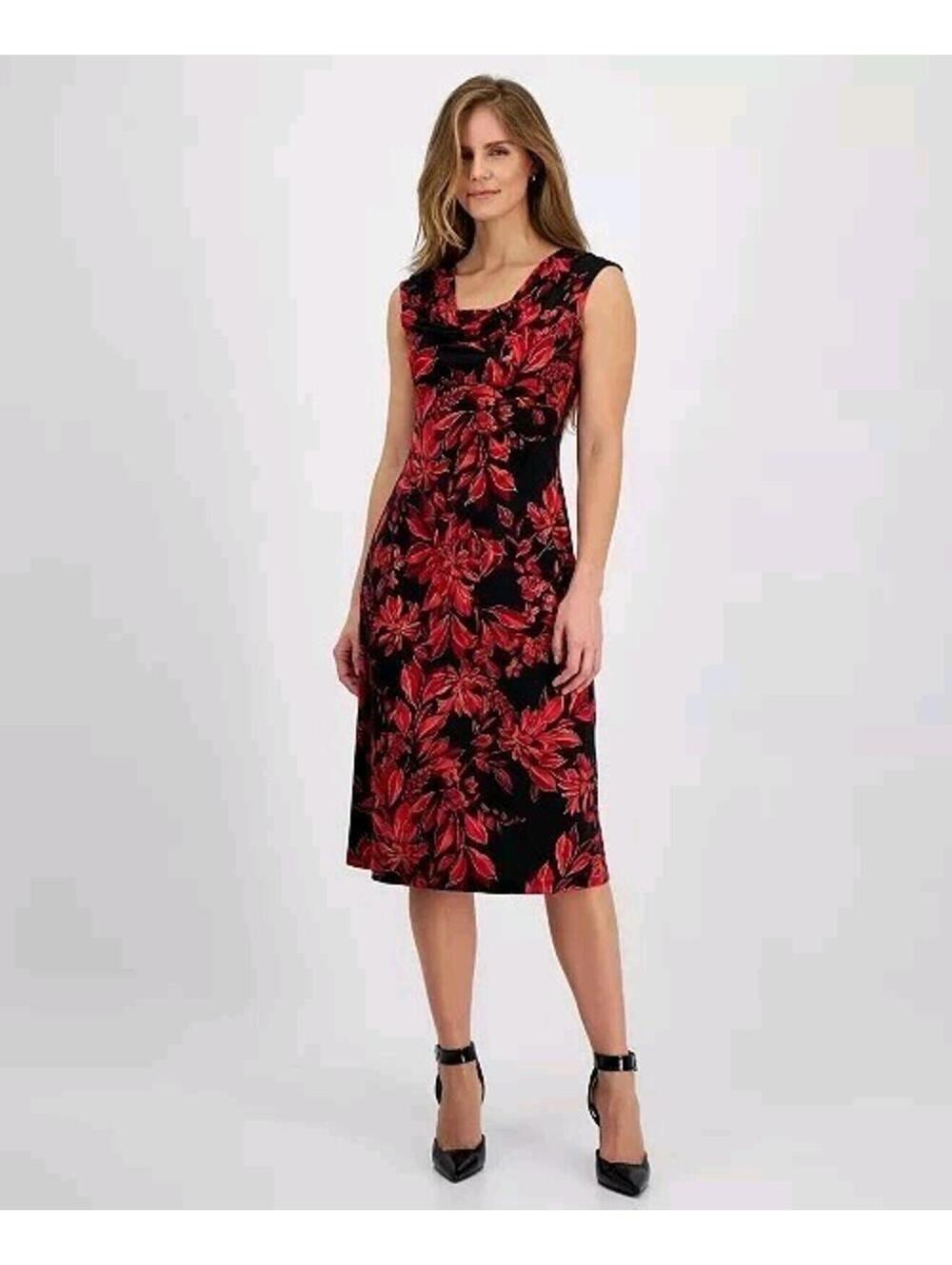 Connected Apparel Whimsygoth Midi Dress 16 Floral Cowl Neck Sheath Grunge Goth